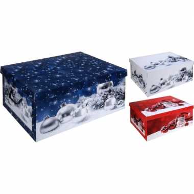 Pakket van 2x stuks blauwe kerstballen/kerstversiering opbergbox 49 cm